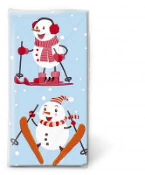 Taschentuch Schneemann mit Ski