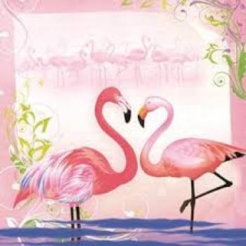 Serviette Pair of Flamingos