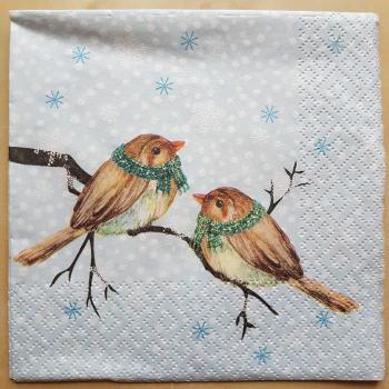 Serviette Vögel mit Schal