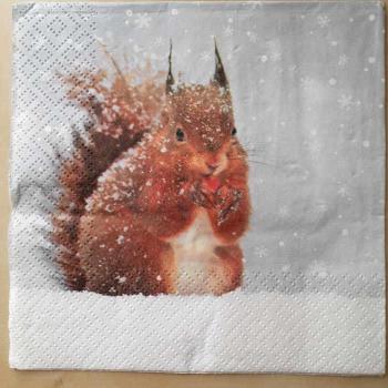 Serviette Eichhörnchen im Schnee