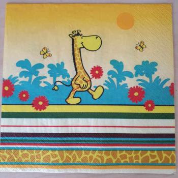 Serviette Giraffe mit Blume