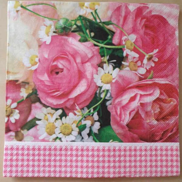 Serviette Daisies and roses
