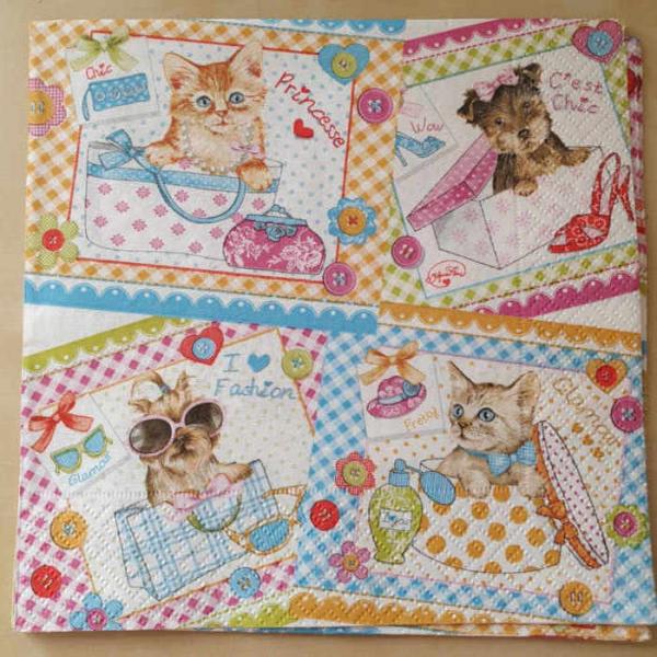 Serviette Fashion cats and dogs