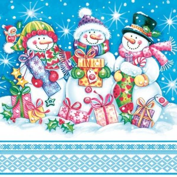 Serviette Snowmen with presents