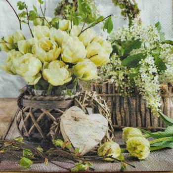 Serviette White tulips