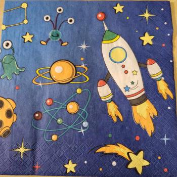 Serviette Raketen und Aliens