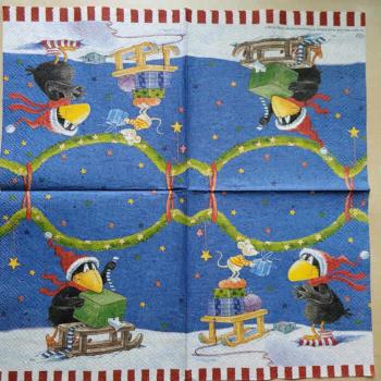 Serviette Rabe Socke Weihnachten
