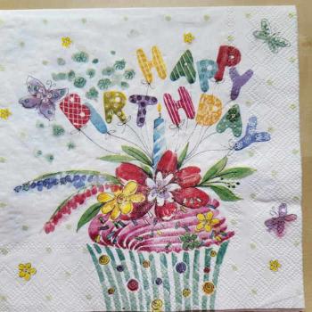 Serviette Birthday Cupcake