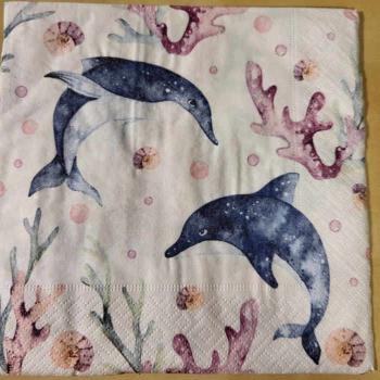 Serviette Playing dolphins