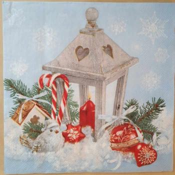 Serviette Xmas Lantern on Snow