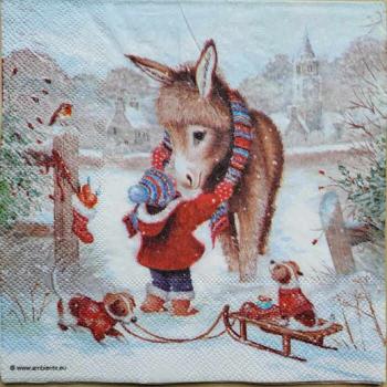 Serviette Esel mit Schal