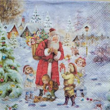 Serviette Santa with Kids
