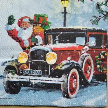 Serviette Santa with oldtimer