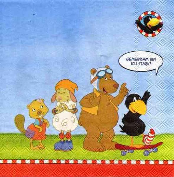 Serviette Rabe Socke Gemeinsam stark