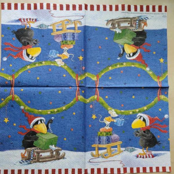 Serviette Rabe Socke Weihnachten