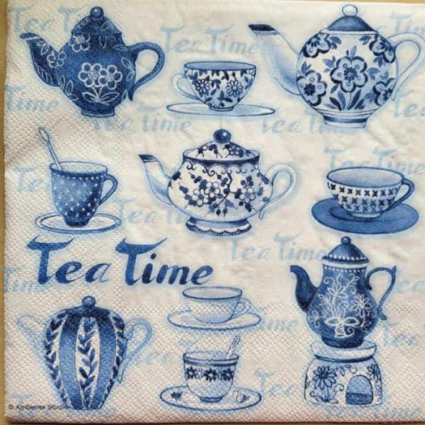 Serviette Tea time blue