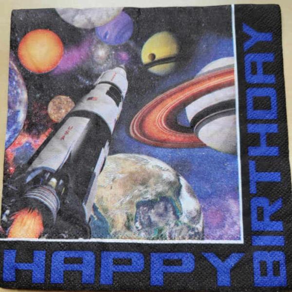Serviette Happy birthday Weltall
