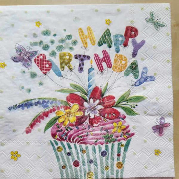 Serviette Birthday Cupcake