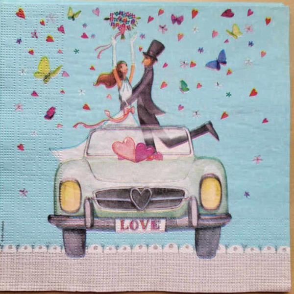 Serviette Hochzeitsauto