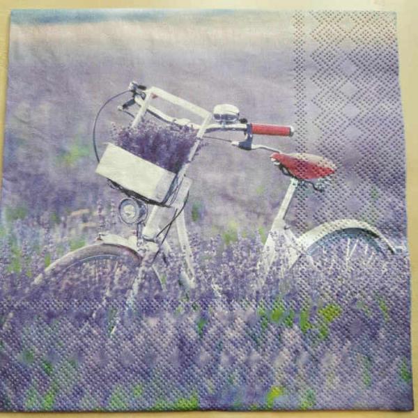 Serviette Bike im Lavendelfeld