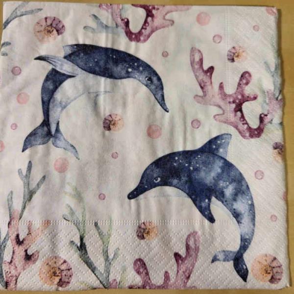 Serviette Playing dolphins