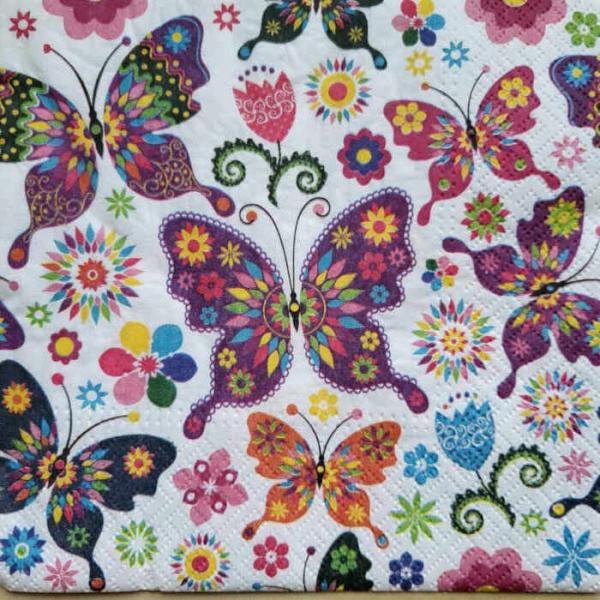 Serviette Bunte Schmetterlinge