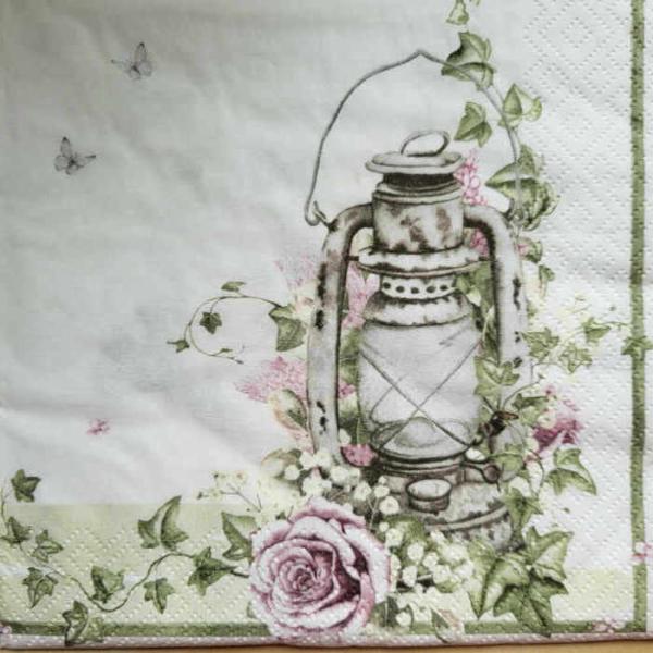 Serviette Shabby Rose & Lantern