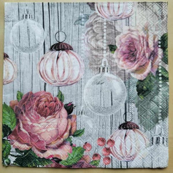 Serviette Vintage Weihnachtskugeln