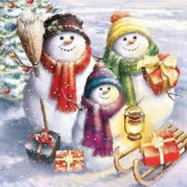 Serviette Snowmen Family