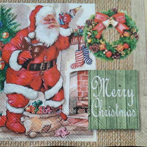 Serviette Santa mit Geschenken