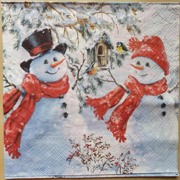 Serviette Snowmen and birds