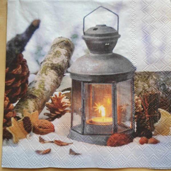 Serviette Laterne mit Zapfen