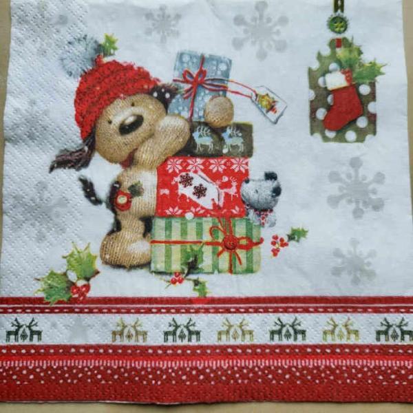 Serviette Dog with gifts