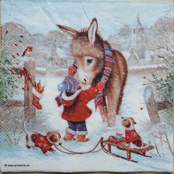Serviette Esel mit Schal