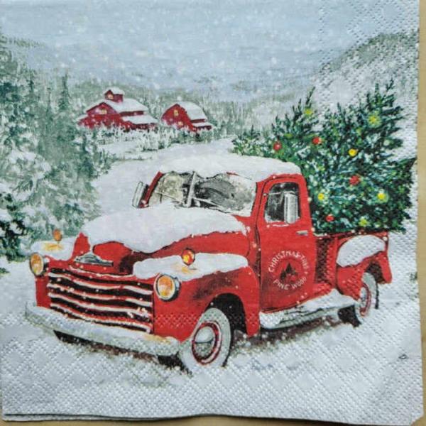 Serviette Christmas tree car
