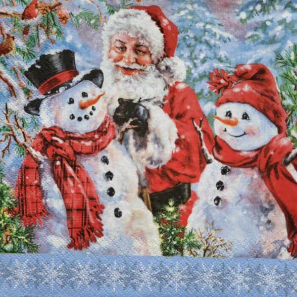 Serviette Santa baut Schneemann