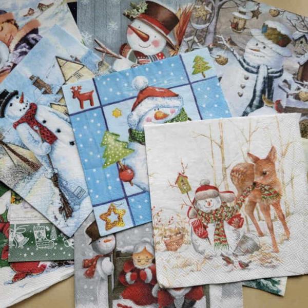 Serviette Überraschung Schneemann